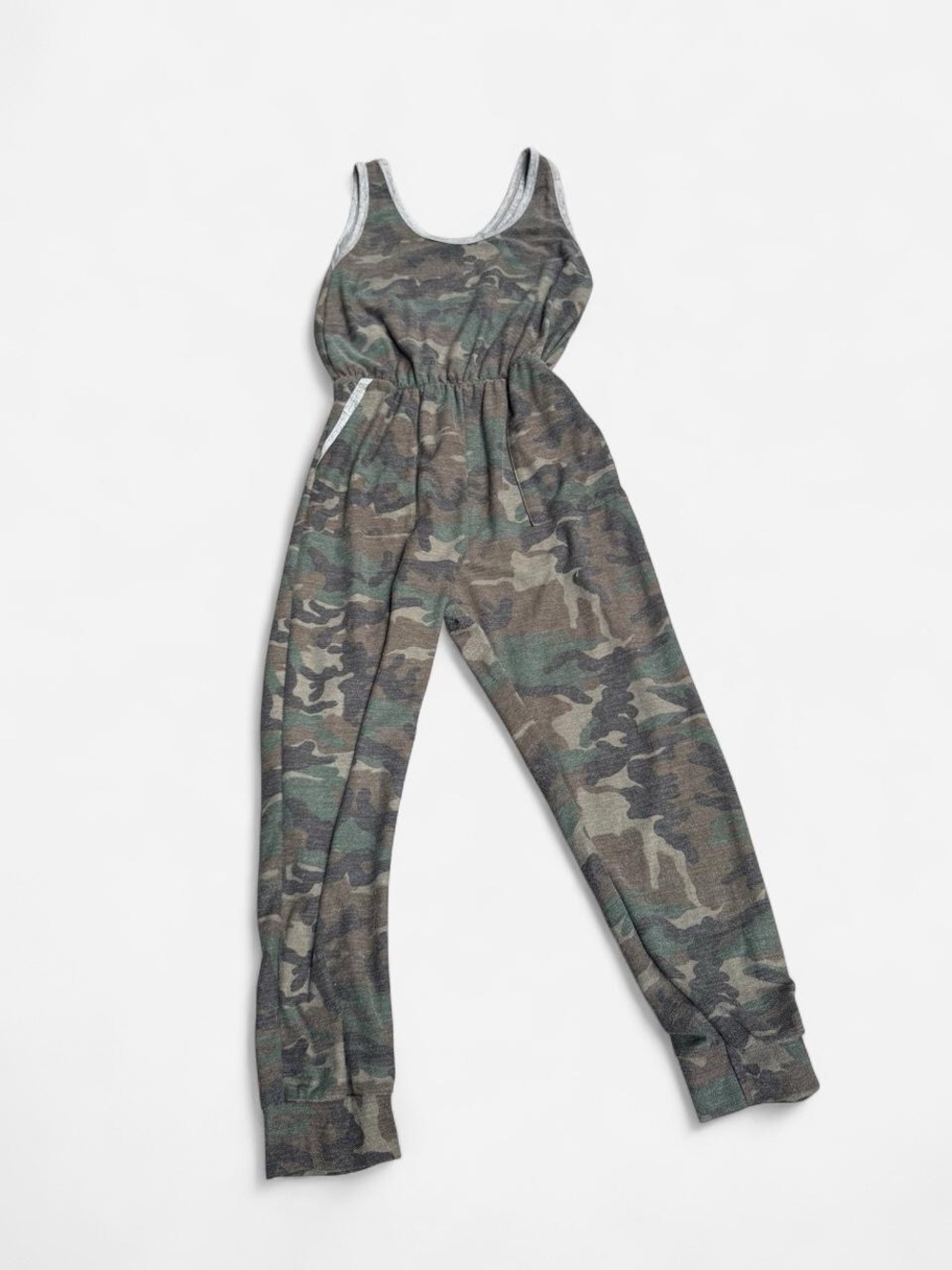 Caution To The Wind Green Camo Tank Jumpsuit